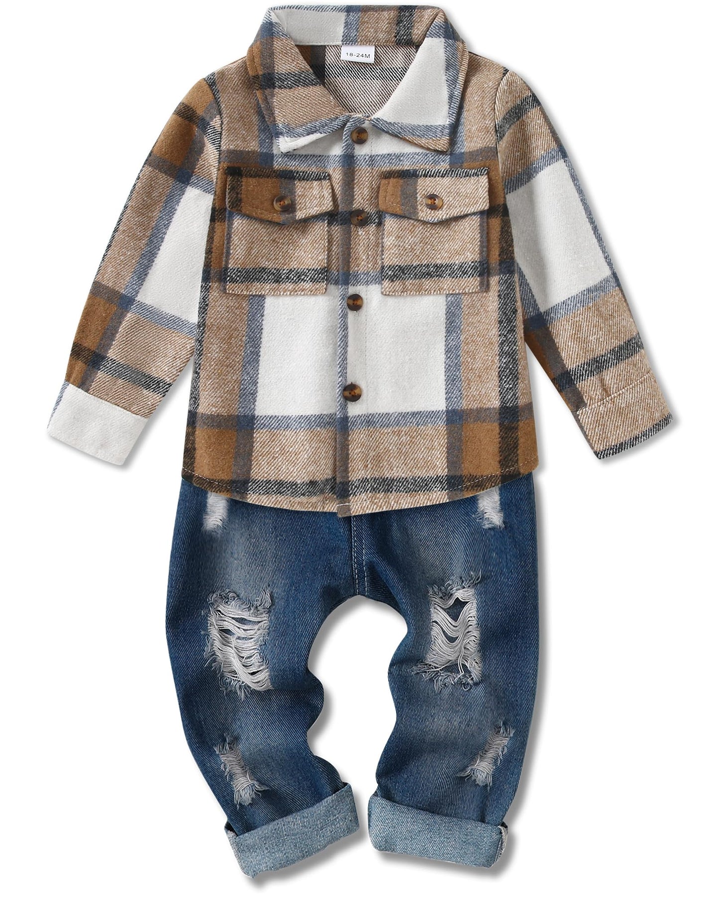 Baby Kleidung Jungen 12 Monate - 4 Jahre Winter Baby Kleidung Outfit Set Langarm Kariertes Top + Hosen Kleidung Sets für Kinder Jungen