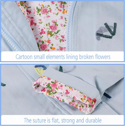SXSHUN Girls' Windbreaker Jacket with Hood and Floral Embroidery, Hooded Trench Coat