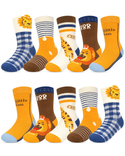 Kyopp 10 Paar Socken Kinder Mädchen und Jungen Funny Socken Lustig Animals Cotton Socken Crew Socks Winter/Sommer