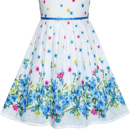 Sunny fashion girls' sleeveless polka dot dress rose garden green print size