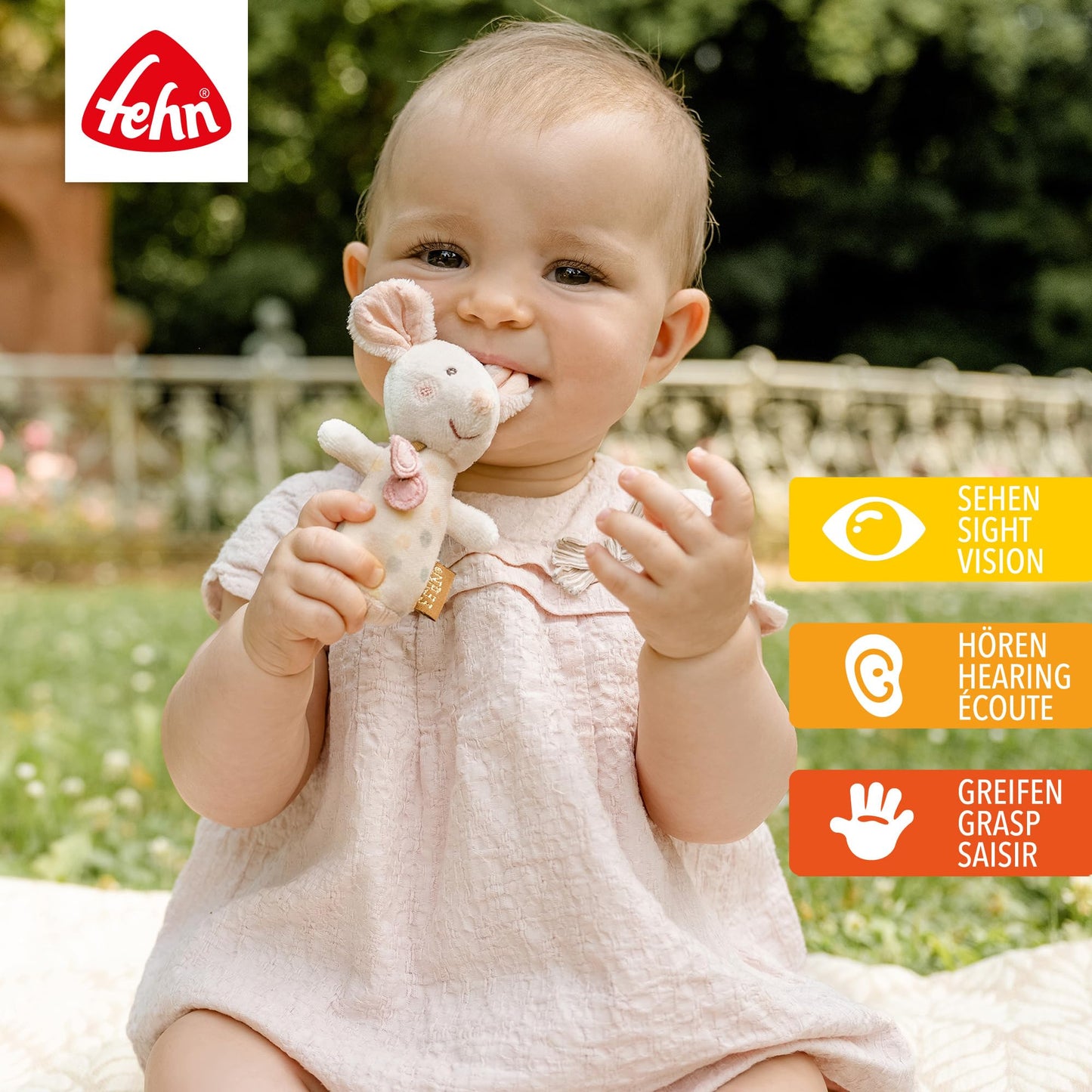 Fehn Mini-Rassel Otter – Mini-Greifling zum Rasseln, Fühlen, Spielen mit kuschelweichem Stoff-Tier – ein treuer Begleiter für Babys und Kleinkinder ab 0+ Monaten