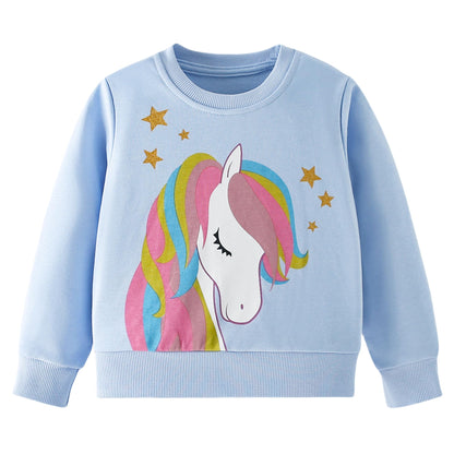 Codkkre Girls' Sweatshirt for Children Cute Cartoon Sweater Girls Long Sleeve Cotton Shirts Age 2-10 Years