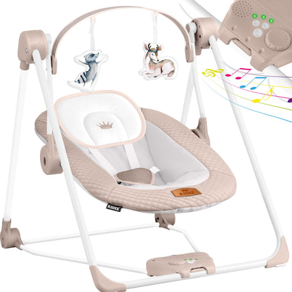 KIDIZ® Baby Rocker Baby Swing with 5 Speed Settings Foldable Baby Rocker Swing Baby High Chair with Play Arch Toys 5 Soothing Natural Sounds Newborn Anthracite