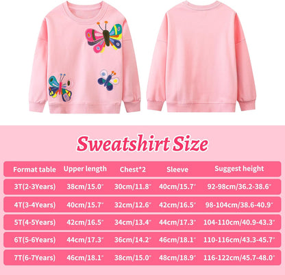 JinBei Sweatshirt für Mädchen Kinder Pullover Baumwolle Top Casual Jumper Kleinkind Langarmshirt Warme Kleidung, Alter 2-7 Jahre alt, Gr.92-122