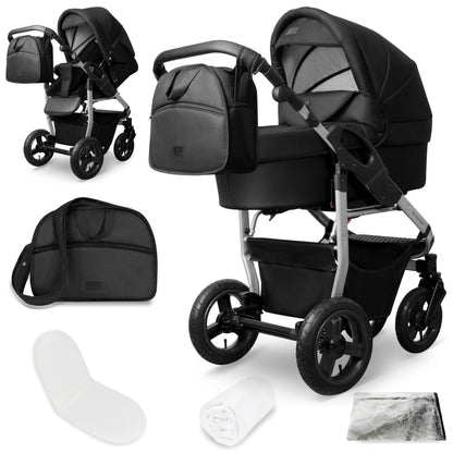 Bergsteiger Capri 3-in-1 Combination Pushchair - Baby Carrier, Sports Seat & i-Size Baby Seat, Pneumatic Tyres, Suspension, Height-Adjustable Handle, Foldable, Accessories