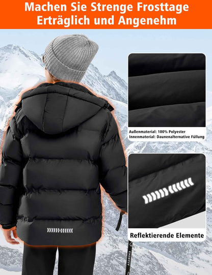 Winter Jacket Boys Girls Kids Jacket Warm Lined Puffer Jackets Children's Jackets Winter with Removable Hood Hiking Jacket