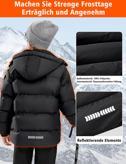 Winter Jacke Jungen Mädchen Kinder Jacke Warm Gefüttert Puffer Jacken Kinder Jacken Winter mit abnehmbarer Kapuze Wandern Jacke