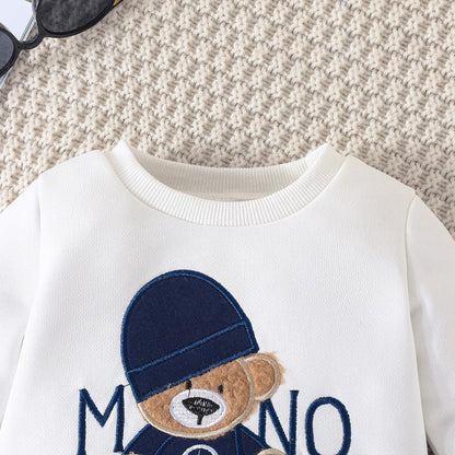 Kleinkind Baby Jungen Outfit Farbblock Brief Druck Sweatshirt Top + Einfache Hose Baby Herbst Frühling 2-teilige Kleidung Set