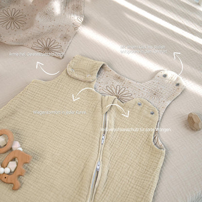 lulumoon Baby Sleeping Bag for 3-9 Months: Muslin Sleeping Bag Baby for Boys and Girls - Cotton Baby Sleeping Bag for 70 cm All-Year Children's Room