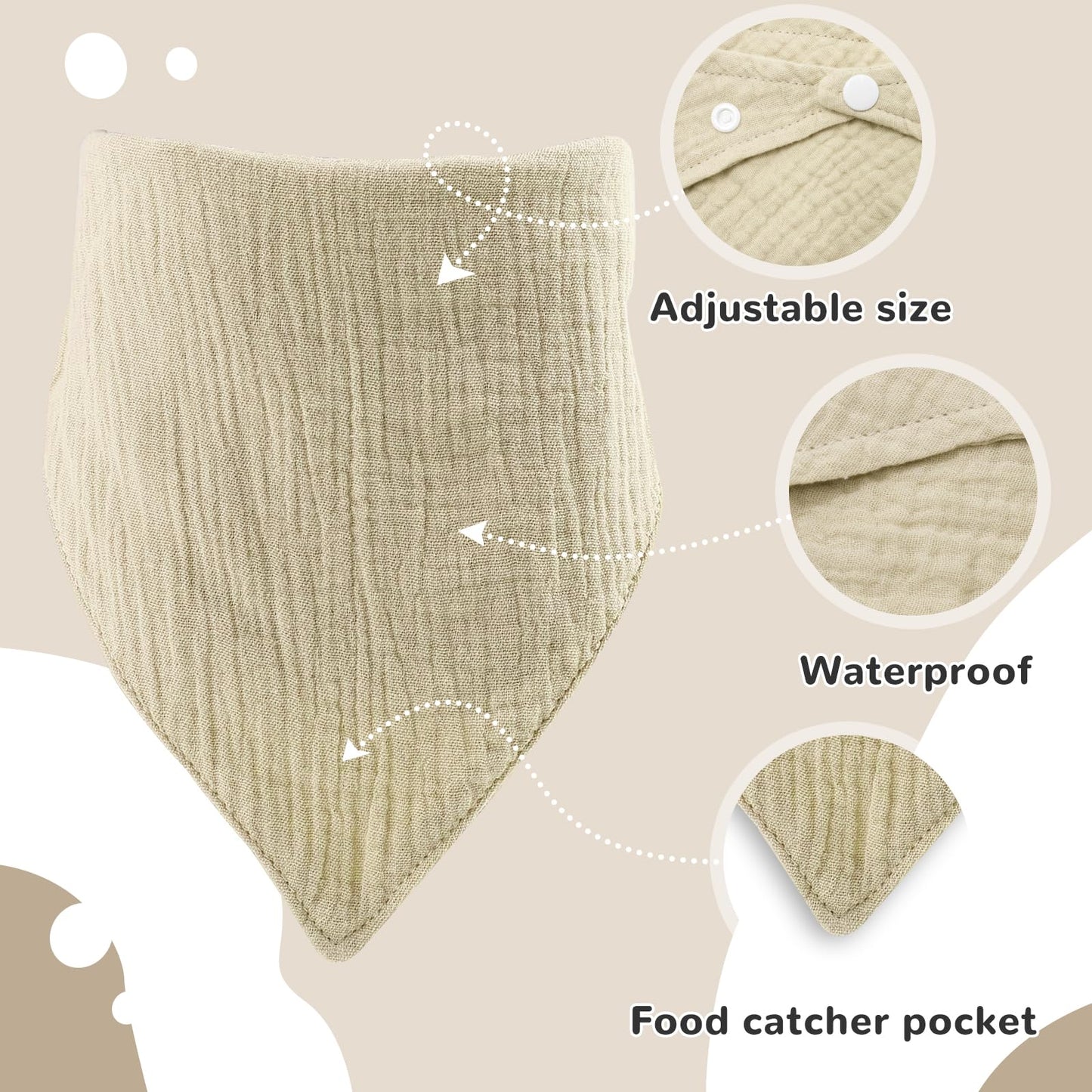 YTACREA Schmusetuch Baby, Baby Geschenk Mädchen Junge Personalisierte Geschenk Neugeborenen mit Schmusetuch, Lätzchen, Turban, Meilensteinkarten, Bürsten und Socken, Khaki