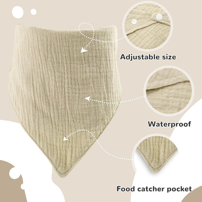YTACREA Schmusetuch Baby, Baby Geschenk Mädchen Junge Personalisierte Geschenk Neugeborenen mit Schmusetuch, Lätzchen, Turban, Meilensteinkarten, Bürsten und Socken, Khaki