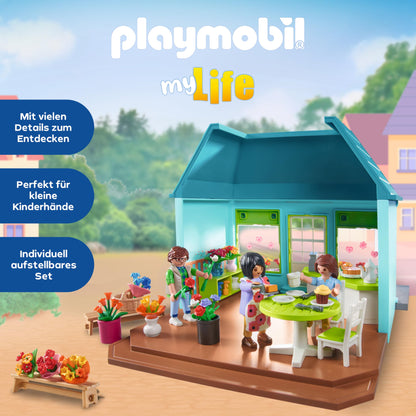 PLAYMOBIL MyLife Promo Pack 71648 Bio-Supermarkt, inklusive Kasse mit Warenlaufband, Einkaufswagen und DREI Figuren, detailreiches Spielzeug für Kinder ab 4 Jahren