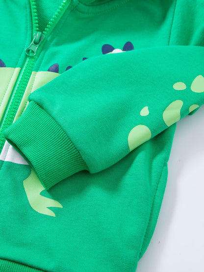 Alleen Boys' Sweat Jacket Hoodie Long Sleeve Cotton Children's Pullover Dino Hoodie Jacket with Hood and Zip 