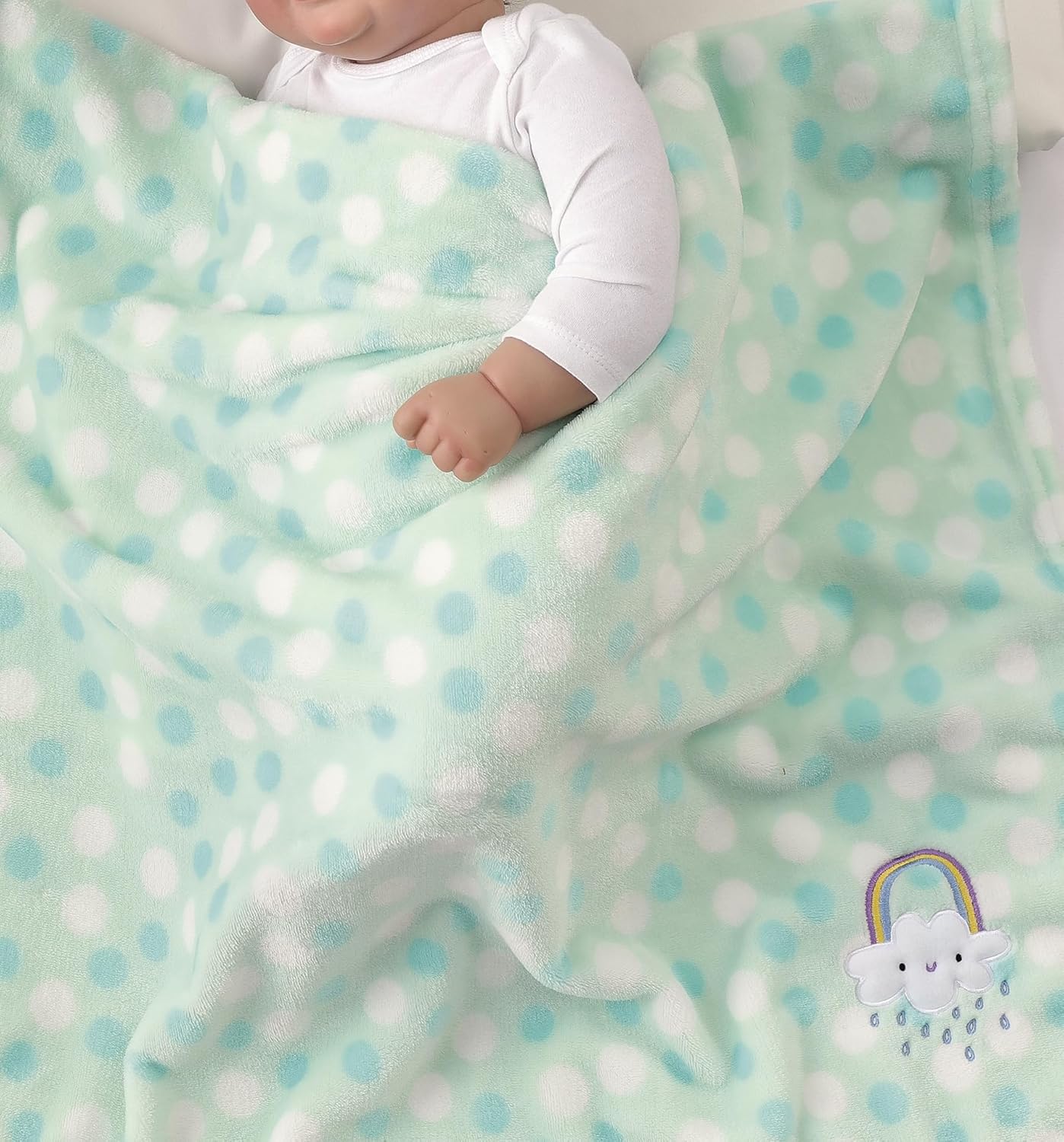 CREVENT Kleine Flauschige warme Baby-Überwurfdecke für Jungen, Kleinkinder, Kinderbett, Kinderwagen, 75 cm x 100 cm, graue Wolke