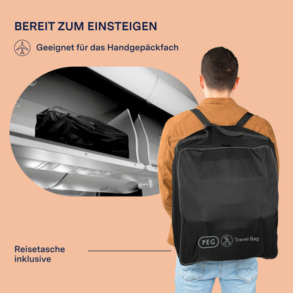 PEG Leichter Buggy Volo mit Regenschutz, Handgepäckgröße, Flugzeuggeeignet, Kompakt, Ab Geburt bis 22 kg, Reisetasche Inklusive, Malva