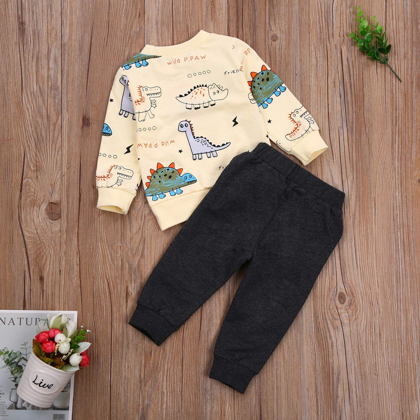 Geagodelia Baby Boys’ Clothing Set with Long Sleeve Top and Trousers