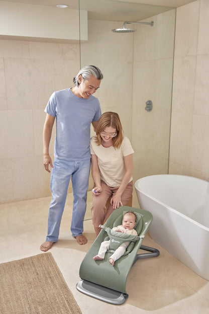 Ergobaby 3-in-1 Evolve Bouncer, Ergonomische Babywippe für Neugeborene ab Geburt bis zum Kleinkind, Babyschaukel mit Neugeboreneneinsatz (2,5 kg - 13,2 kg), Midnight Blue