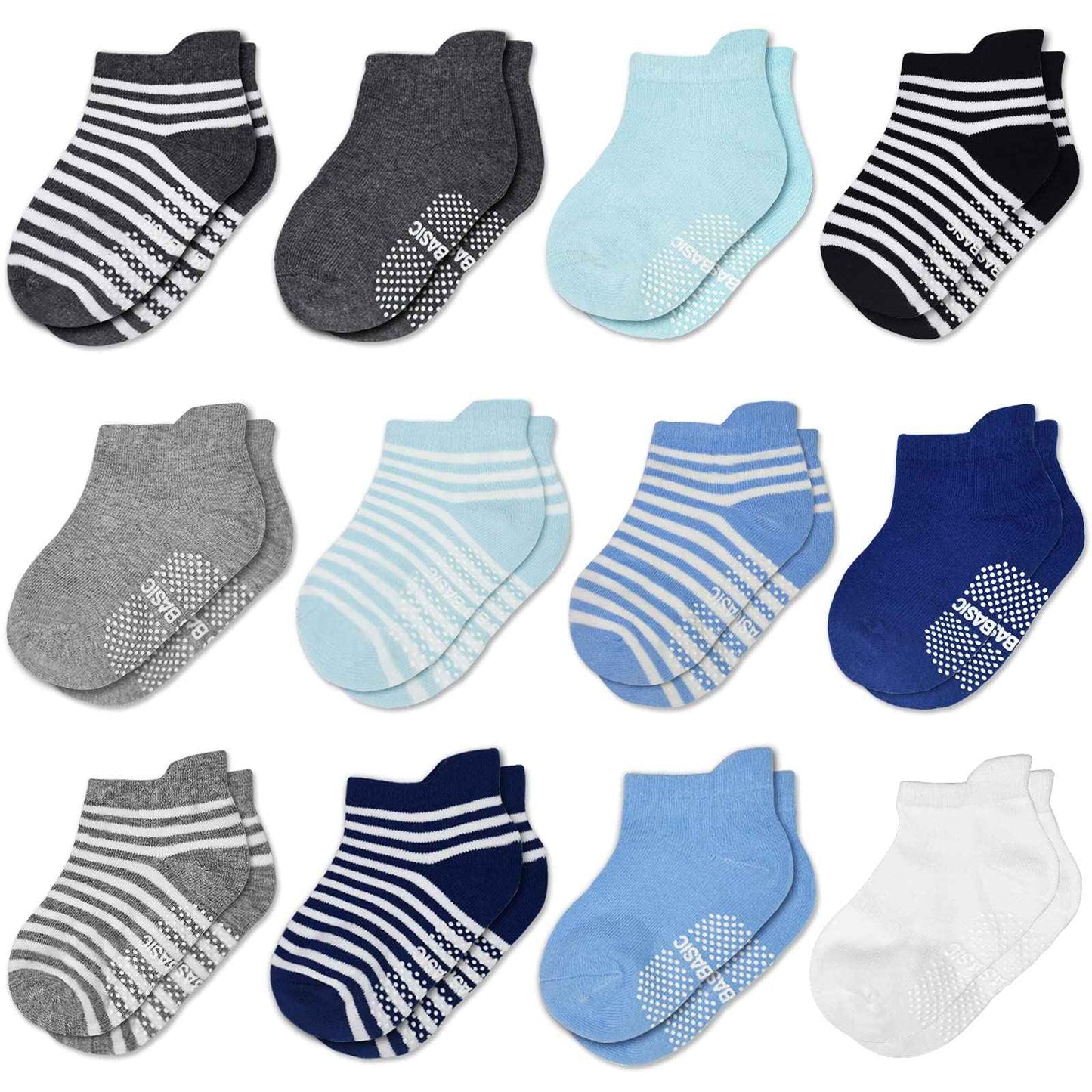 HYCLES Baby ABS Socks Children 0-7 Years 12 Pairs Stopper Socks Children Non-Slip Socks Child Boys Girls 23-26 27-30 Toddler Socks Baby