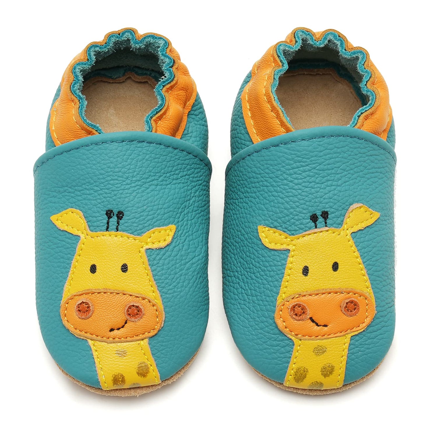 HMIYA Weiche Leder Krabbelschuhe Babyschuhe Lauflernschuhe mit Wildledersohlen für Jungen und Mädchen 0-6 Monate 6-12 Monate 12-18 Monate 18-24 Monate