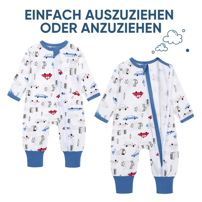 amo nenes 3er Pack Baby Strampler Neugeborene 0.5 Tog mit Füßen und Ärmel 100% Baumwolle Atmungsaktiv Baby Jungen Mädchen Overall, Baby Kleidung Langärmelige, 0-24 Monate