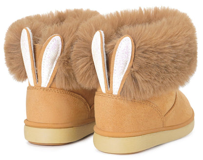 Gaatpot Baby Boots, Girls' Boots, Winter Shoes, Snow Boots, Children's Slip-On Boots, Warm Plush Lined, Comfortable, Rabbit Ears, Shoes, EU 20-29