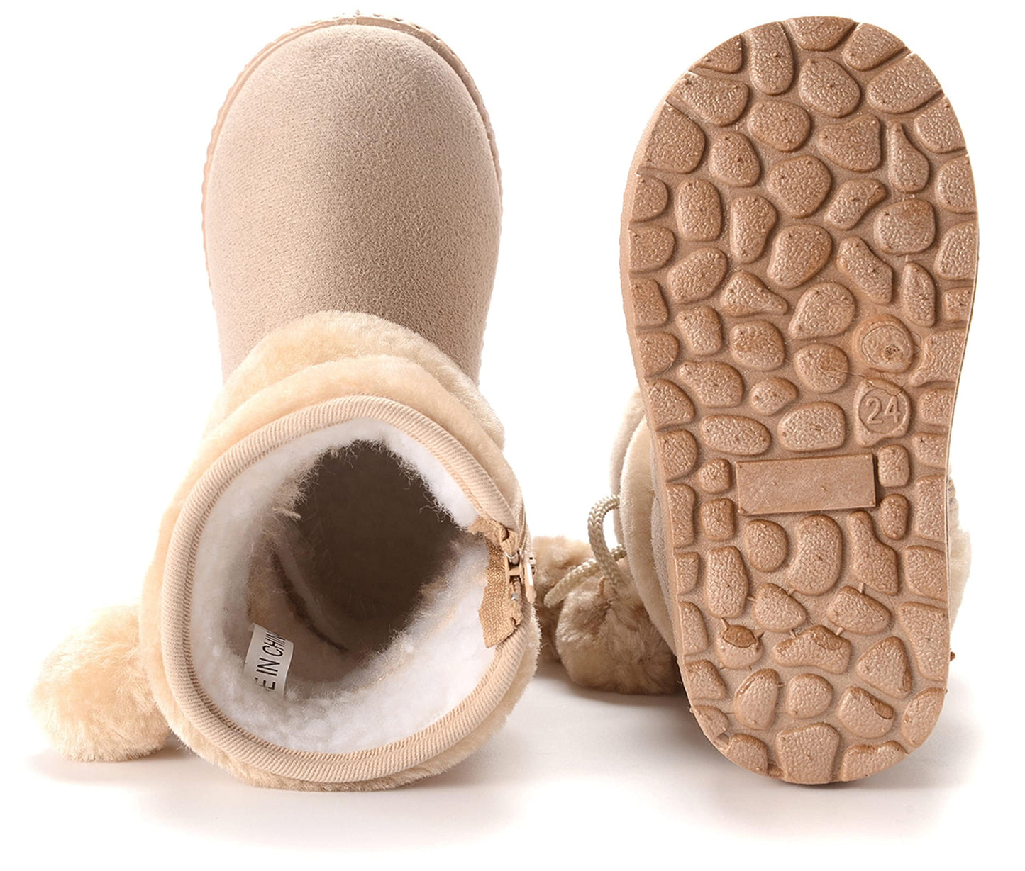 Children's Warm Lined Snow Boots, Girls' Winter Shoes, Baby Non-Slip Boots, Toddler Shoes, Soft Soles, Slip-On Boots