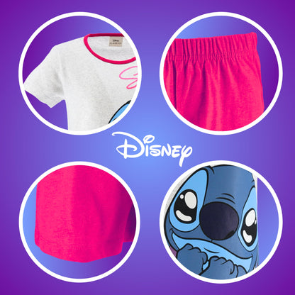 Disney Stitch Pyjamas für Mädchen, Stitch Design 2-Teiliges T-Shirt und Shorts-Set für Mädchen, Geschenk für Mädchen, Größen 6 bis 12 Jahre