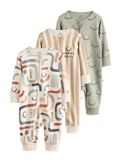 NEXT Baby Jungen Schlafanzüge mit Bärenmotiv, 3er-Pack