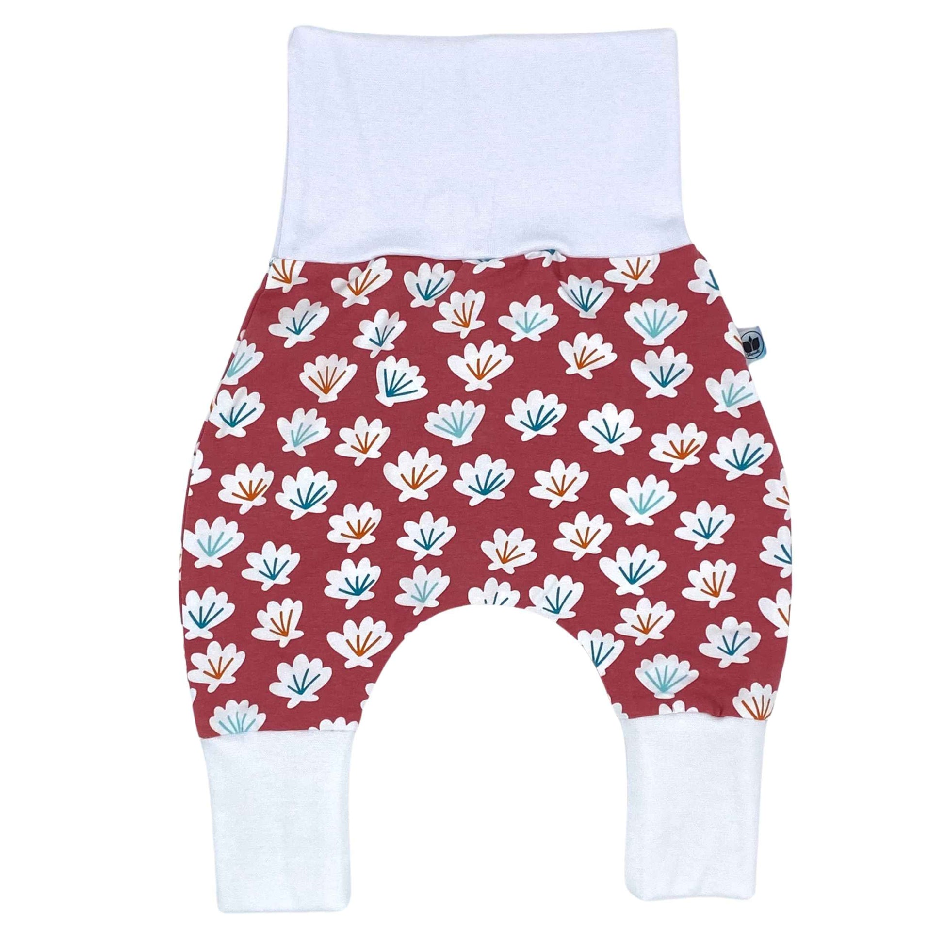 Baby Baggy Trousers, Girls' Handmade Cotton Jersey Grow Trousers, Sizes 50-74, 68-86, 92-104 (Wild Flowers, 50-74)