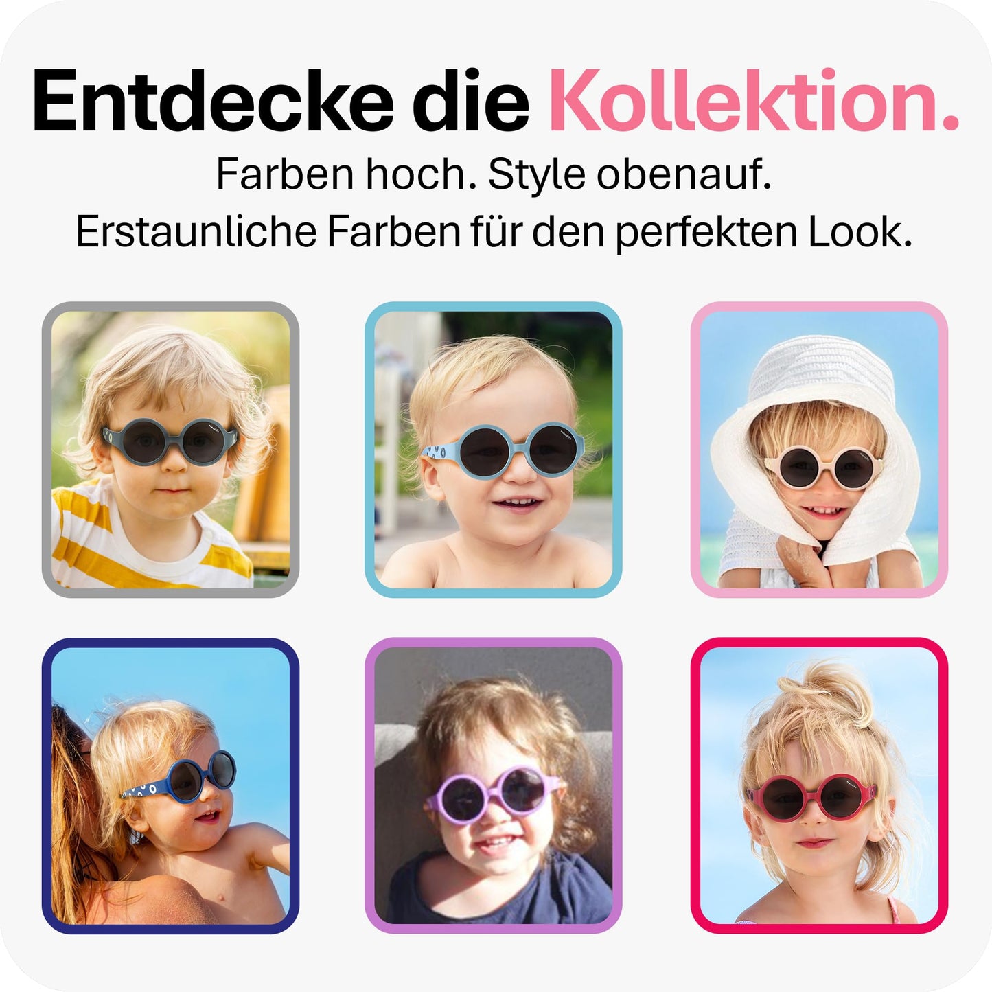 Mausito Sonnenbrille Kinder 6-24 Monate & 2-5 Jahre | VERGLEICHSSIEGER Kindersonnenbrille 100% UV-Schutz | BIEGSAM | Schadstofffreie Kindersonnenbrillen mit Band | Europäisches Design für Kinder