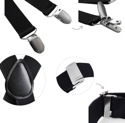 Kinder Jungen Hosenträger Y-Form Breite 2,5 cm mit 3 starken Clips Kann mit Fliege Plain Colors kombiniert werden