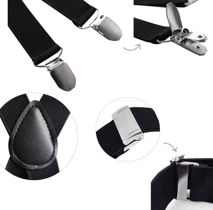 axy HTK25-1 Children's Boys Braces Y Shape Wide 2.5 cm with 3 Strong Clips Can be Combined with Bow Tie Plain Colours