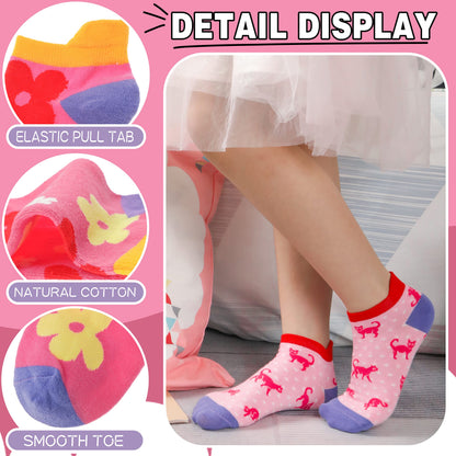 ANTSANG Kinder Lustige Socken Mädchen Sneaker Socken Kurze Einhorn Kindersocken Bunte Cartoon Baumwolle Kleinkind Socken 6 Paare