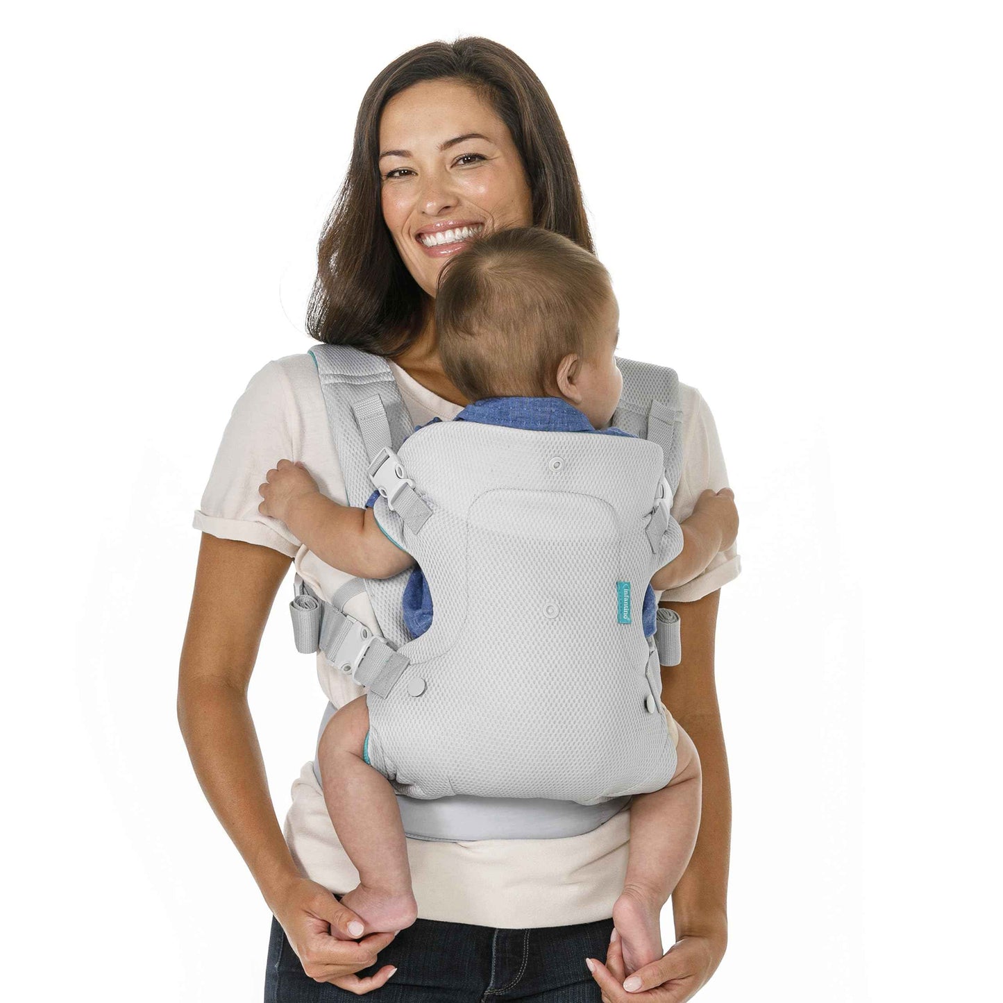 Infantino Flip Advanced 4-in-1 Babytrage, Ergonomisch, Umwandelbar, mit Blickrichtung Nach Innen und Außen, Vorne und Hinten Tragbar für Neugeborene bis Kleinkinder von 3,6-14,5 kg, Grau