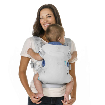Infantino Flip Advanced 4-in-1 Babytrage, Ergonomisch, Umwandelbar, mit Blickrichtung Nach Innen und Außen, Vorne und Hinten Tragbar für Neugeborene bis Kleinkinder von 3,6-14,5 kg, Grau