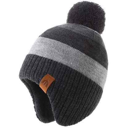AHAHA Girls' Winter Hat, Earflap Beanie, Pompom Knitted Hats