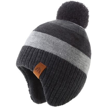 AHAHA Girls' Winter Hat, Earflap Beanie, Pompom Knitted Hats