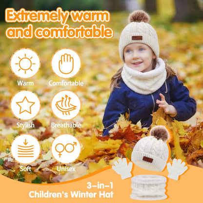 3-in-1 Children's Winter Hat Scarf Gloves Set