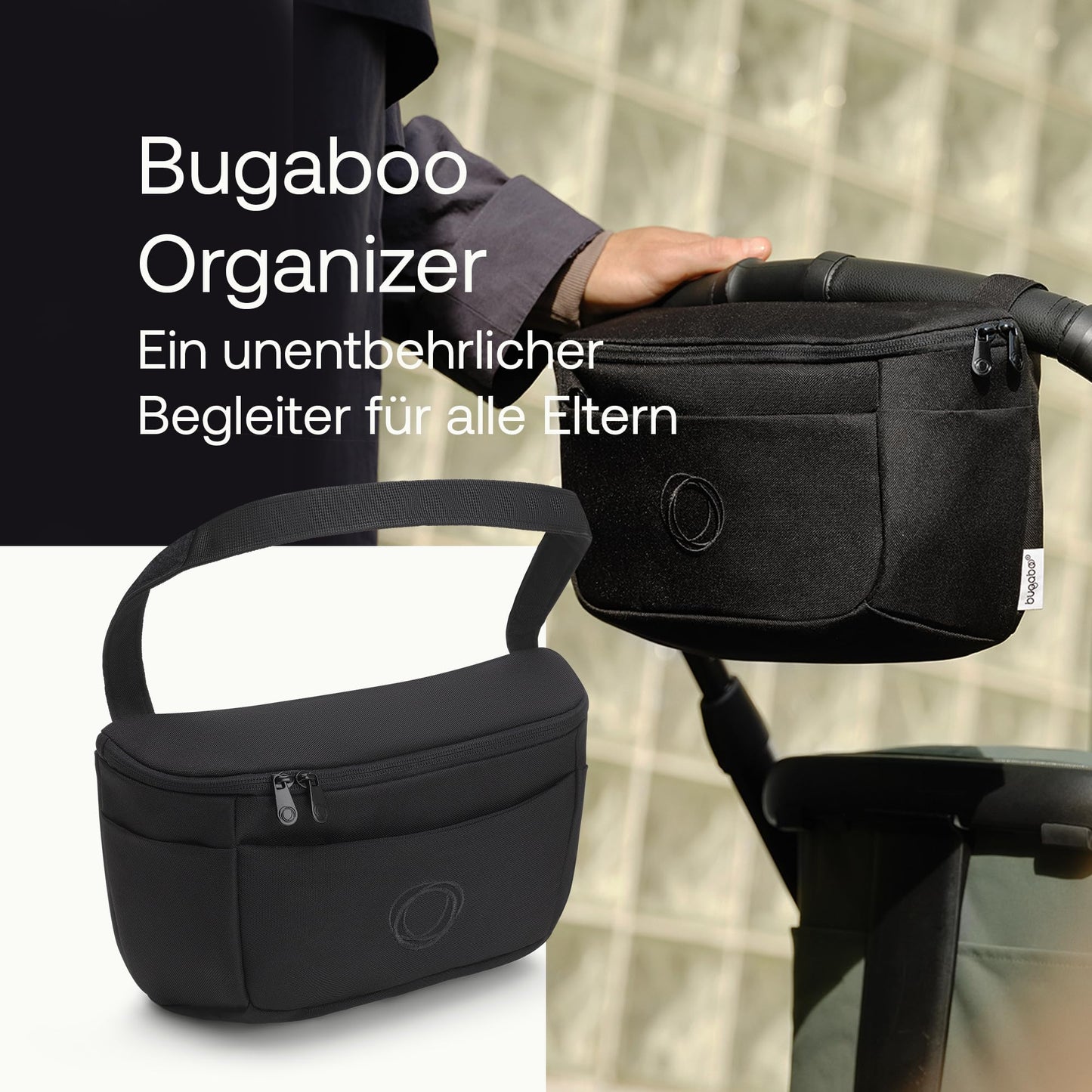 Bugaboo Kinderwagen Organizer-Tasche mit leicht zugänglichen Fächern. Praktisches Accessoire für alle Baby-Essentials in Midnight Black