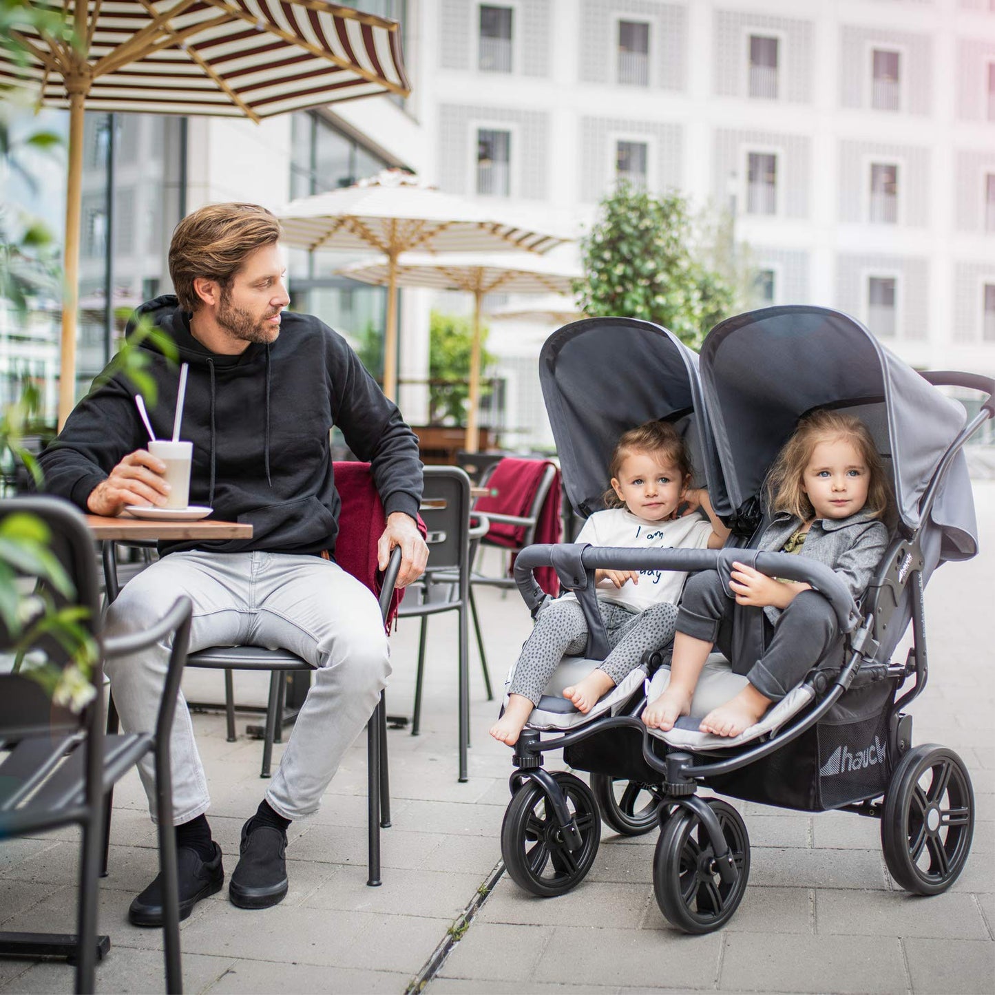 Hauck Roadster Duo SLX Sibling/Twin Pushchair for Babies and Toddlers - Side by Side - Can be used from Birth (with Carry Case) - Slim and Quick Folding
