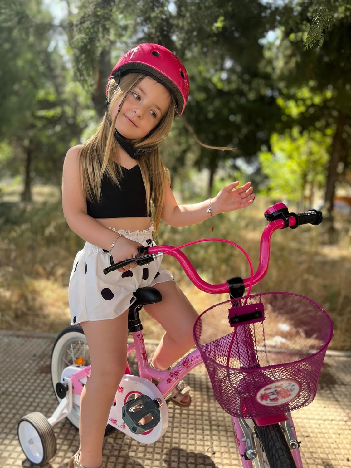 PROMETHEUS BICYCLES Kinderfahrrad ab 4 Jahren - Mädchenfahrrad 14 Zoll Kinder Fahrrad Mädchen Fahrrad Kinder mit Stützräder Rücktrittbremse in Rosa - Meloni2