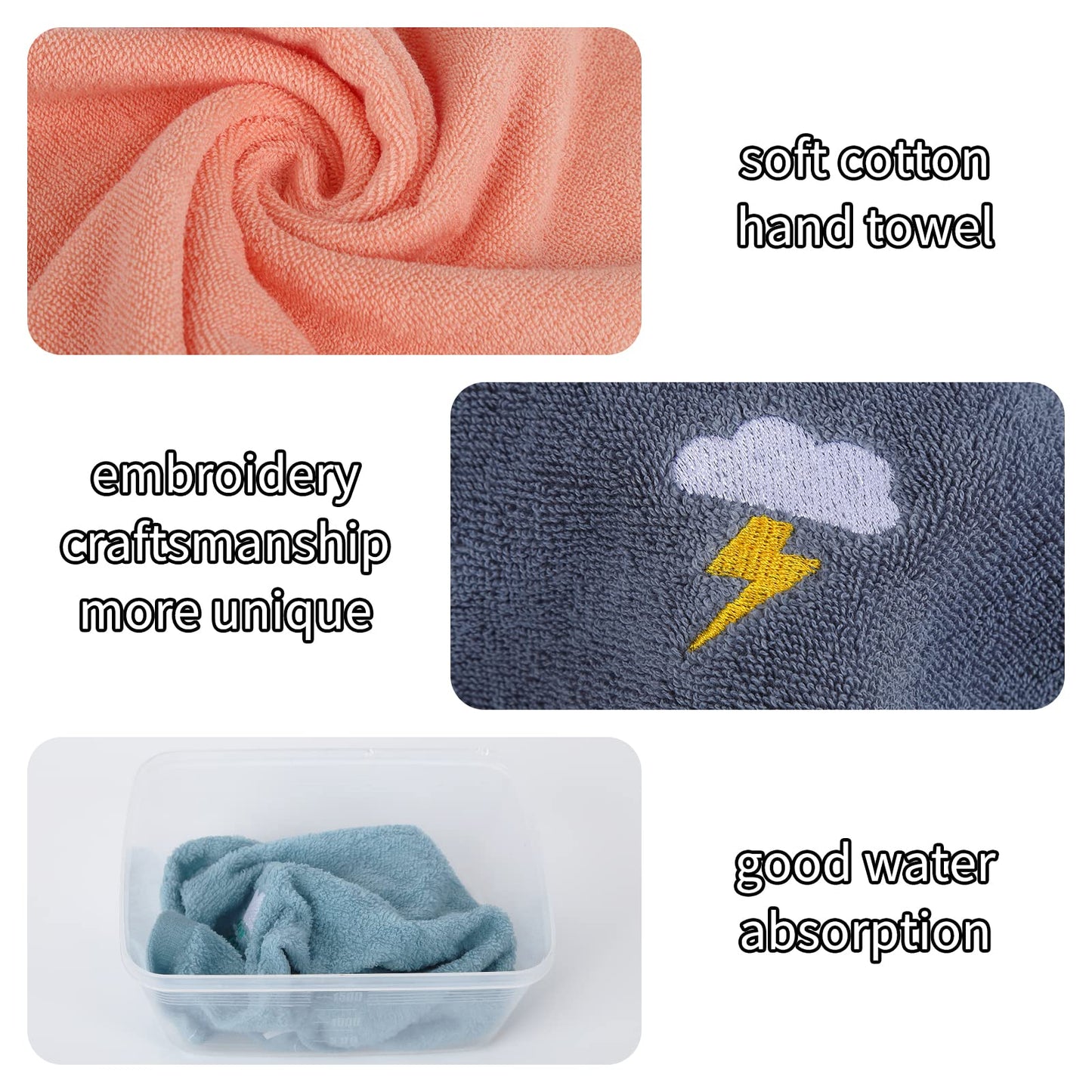 Guaksxi Pack of 4 Face Cloths Children's Towels Soft 4 Colours Children's Bath Towels 100% Cotton Face Towels Baby Bath Towel for Children (25 x 50 cm, Colourful Animal)