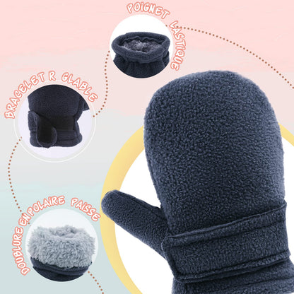 SEYUFN Baby Winter Gloves Fleece Lining Toddler Boys Warm Soft Baby Girls Adjustable Gloves Outdoor Gloves