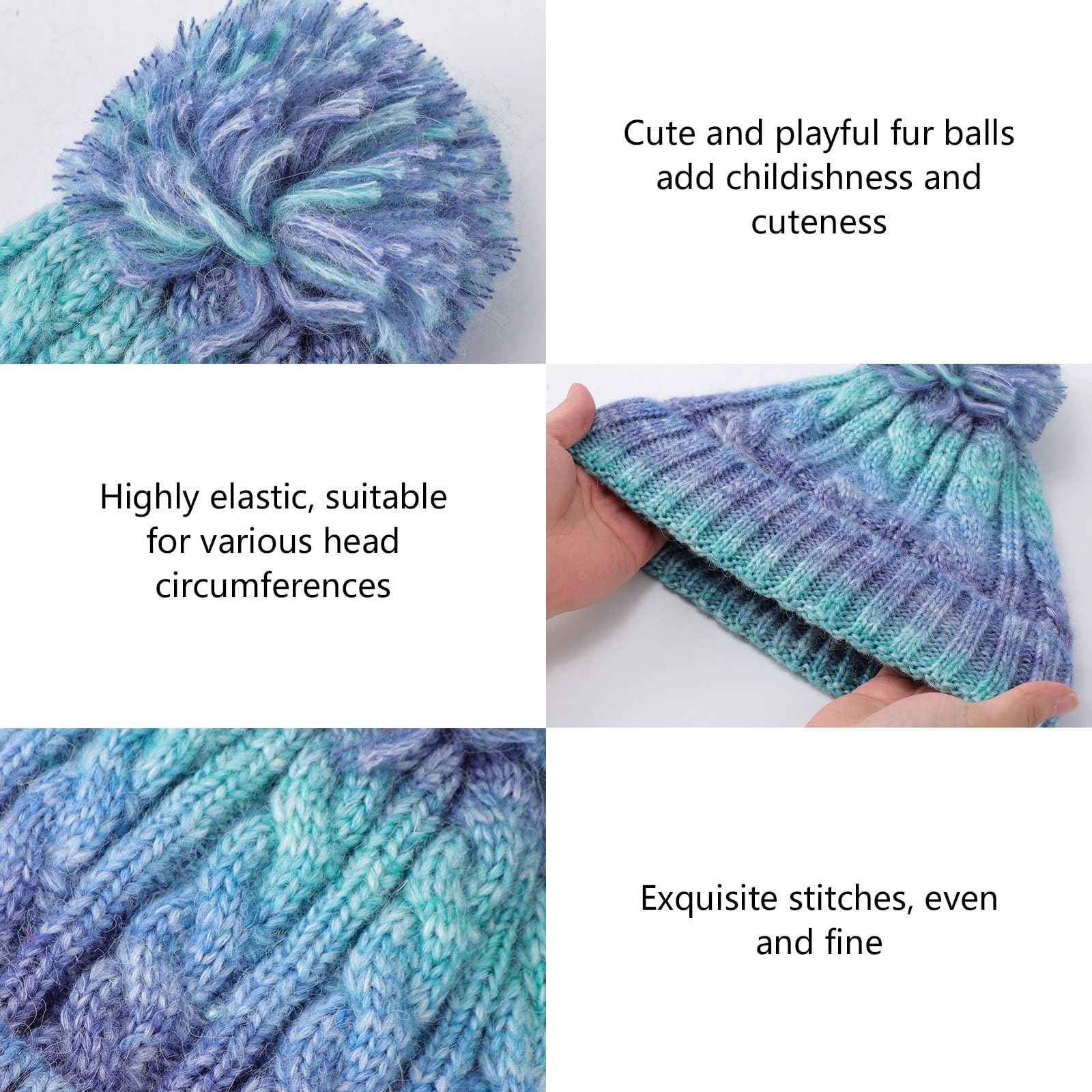 Children's Hat Scarf Gloves Set - 3-in-1 Winter Knitted Hat Scarf and Gloves Set for Children with Pom Pom Beanie, Neck Warmer & Mittens for Boys Girls Age 3-10 Years