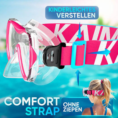 Das Neue KAIMANA® SeaExplorer Schnorchelset Kinder + Tragetasche, Taucherbrille mit Schnorchel, Taucherbrille Kinder, Alternative zur Schnorchelmaske Kinder, Taucherbrille mit Stoffband/Silikonband