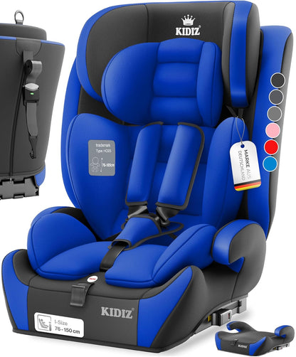 Autokindersitz mit Isofix i-Size R129 100-150cm bis 12 Jahre, Kinderautositz Gruppe 1/2/3, mitwachsender Kindersitz, 5-Punkt-Gurt & höhenverstellbare Kopfstütze, Sitzerhöhung Auto, Schwarz