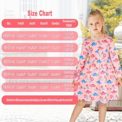 FILOWA Kleider für Mädchen Kinder Einhorn Blumen Stickerei Herz Druck Tier Sommerkleid Cartoon Kinderkleider Embroider Baumwolle Mädchenkleid Lange/Ärmellos Lässige Geburtstag Kinderkleidung,Gr.92-128