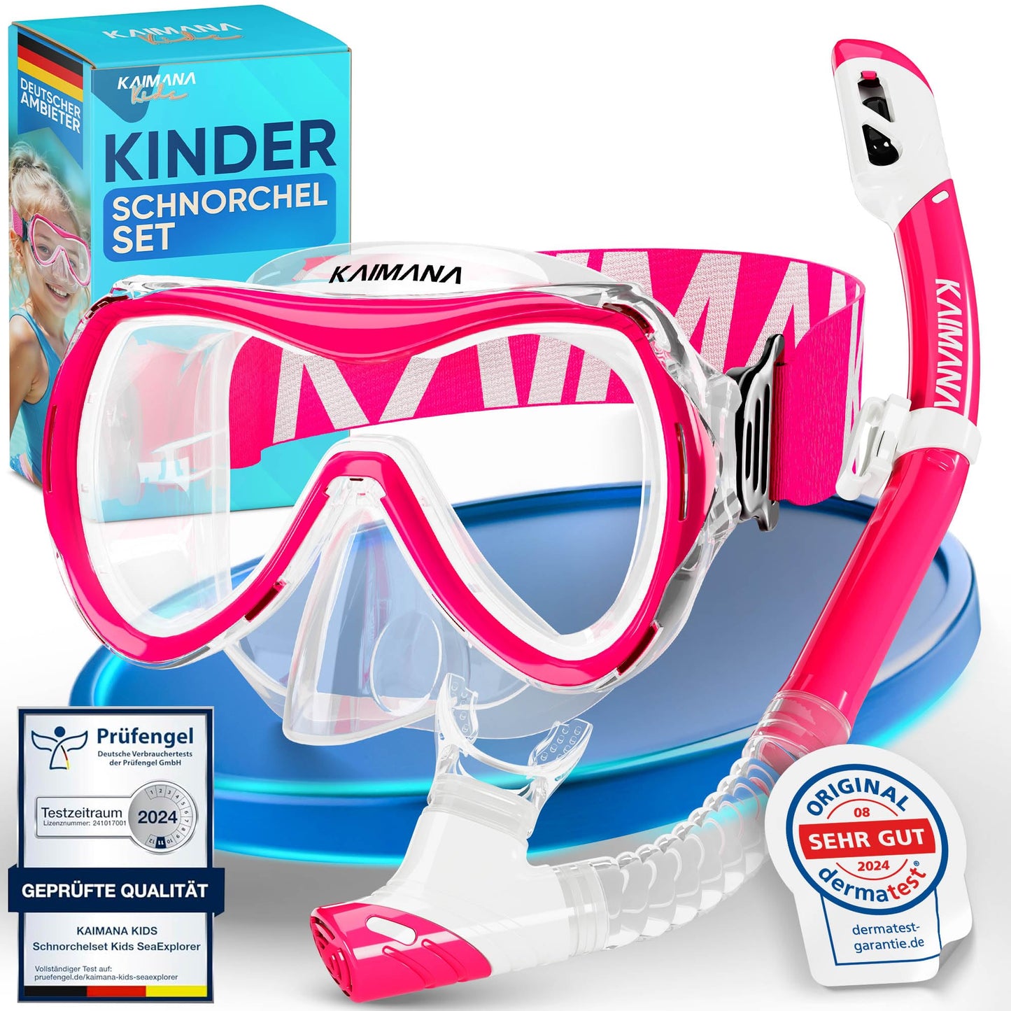 Das Neue KAIMANA® SeaExplorer Schnorchelset Kinder + Tragetasche, Taucherbrille mit Schnorchel, Taucherbrille Kinder, Alternative zur Schnorchelmaske Kinder, Taucherbrille mit Stoffband/Silikonband