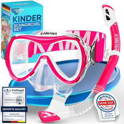 Das Neue KAIMANA® SeaExplorer Schnorchelset Kinder + Tragetasche, Taucherbrille mit Schnorchel, Taucherbrille Kinder, Alternative zur Schnorchelmaske Kinder, Taucherbrille mit Stoffband/Silikonband
