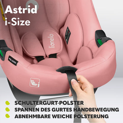 LIONELO ASTRID i-Size Baby Autositz 40-87 cm, Babyschale Gruppe 0+, Rückwärtsgerichtete Montage, 3-Punkt-Sicherheitsgurt Seitenschutz, Sitzeinlage Dri-Seat - Meloni2
